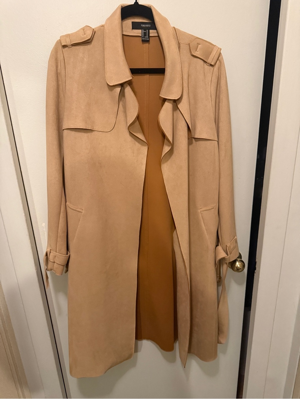 Forever 21 Tan Suede-Look Trench Coat